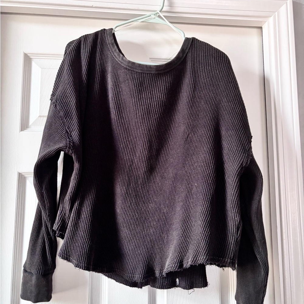 Black Ribbed Women's Top